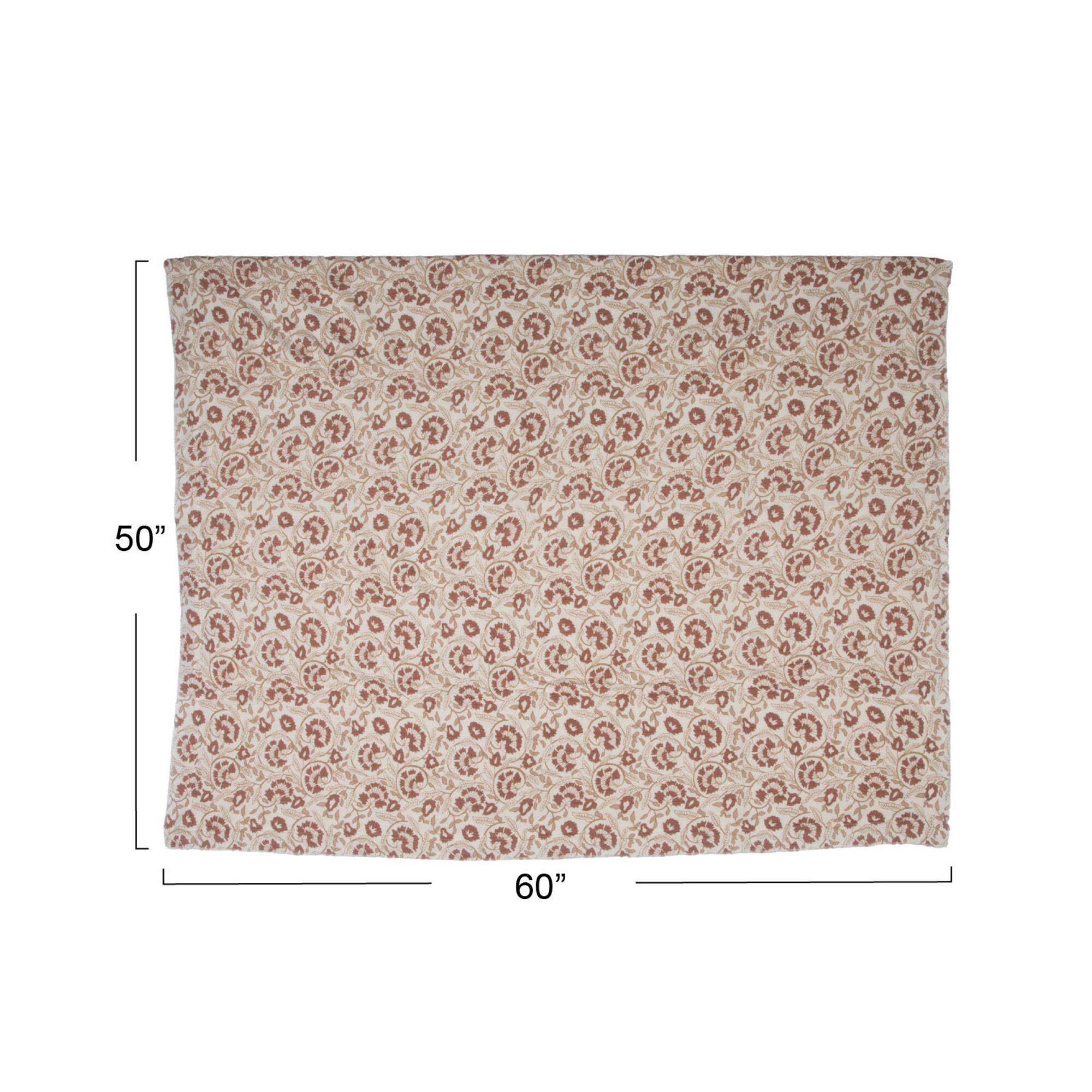 Hello Honey® 60" Tan & Rose Woven Cotton & Sherpa Throw Blanket